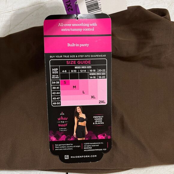 Maidenform Shaper Womens XXL Brown Thigh Slimmer Panty Tummy Control High‎ Waist - Picture 4 of 12